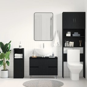 Gabinete de Pia de Banheiro vidaXL Carvalho Preto 80x33x60 cm Madeira