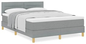 Cama Box Spring com Colchão Cinza Claro 140x200 cm Tecido