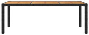 7 pcs conjunto jantar exterior com almofadões vime PE preto