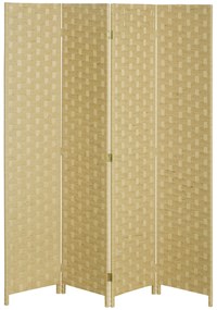 HOMCOM Biombo Separador Ambientes 4 Painéis Dobrável Corda Papel Estilo Moderno 1595x1695 cm Marrom Elegante