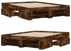 Estrutura de cama s/ colchão derivados madeira carvalho fumado