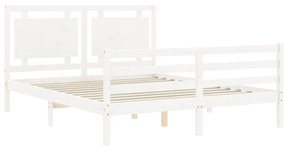 Estrutura de cama King Size com cabeceira madeira maciça branco