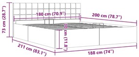 Cama hidráulica c/ arrumação 180x200cm tecido cinza-acastanhado