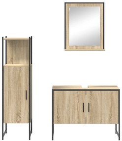 Conjunto de Móveis para Casa de Banho vidaXL 3 Peças Carvalho Claro Ma