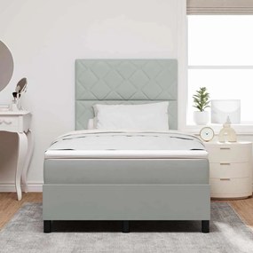 Cama Box Spring com Colchão Cinza Claro 120x200 cm Veludo