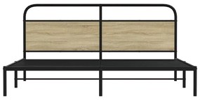 Estrutura de cama sem colchão 180x200cm metal carvalho sonoma