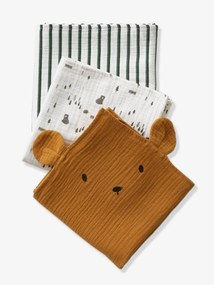 Lote de 3 fraldas Green Forest branco claro liso com motivo