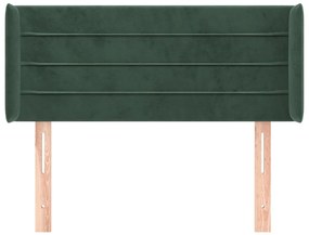 Cabeceira de cama c/ abas veludo 103x16x78/88cm verde-escuro
