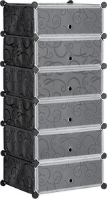 HOMCOM Móvel de arrumação para sapatos modular 6 cubos retangulares empilháveis - preto | Aosom Portugal