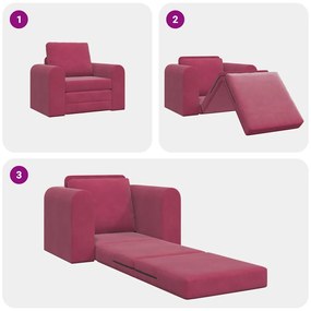 Sofá Cama 2 em 1 Vinho 98x71x83 cm Veludo