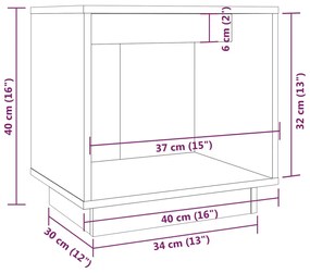 Mesa de cabeceira 40x30x40 cm madeira de pinho maciça branco
