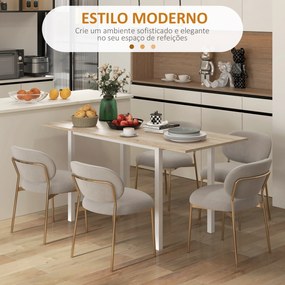 Mesa de Jantar Extensível para 4-6 Pessoas Mesa de Cozinha Moderna com Pés de Aço para Sala de Jantar 160x70x76 cm Madeira