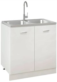 Lava-louça cozinha + cuba dupla 800x500x155mm aço inox prateado