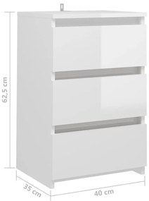 Mesa de cabeceira derivados de madeira branco brilhante