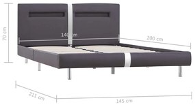 Estrutura de cama com LED 140x200 cm couro artificial preto