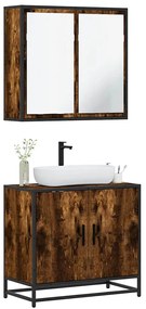 vidaXL 2 pcs conj. móveis casa de banho derivados madeira cor fumado