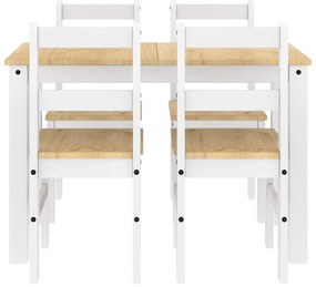 5 pcs conjunto de jantar Panama madeira pinho maciça branco