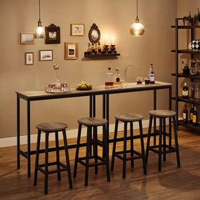 Conjunto de 2 bancos de bar 32 x 65 cm (Ø x H) greige-preto