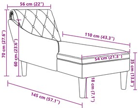 Chaise lounge c/ almofada/apoio de braços direito tecido creme