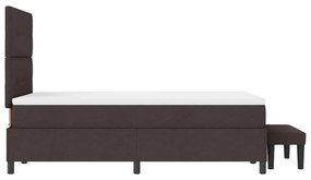 Cama Box Spring com Colchão e Banco Marrom Escuro 120x200 cm Tecido