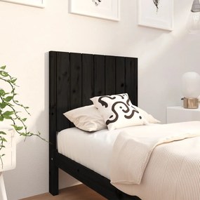 vidaXL Cabeceira de cama 80,5x4x100 cm madeira de pinho maciça preto