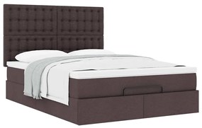 Estrutura cama otomana colchão 140x200cm tecido castanho escuro