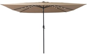 Parasol de Jardim Quadrado vidaXL com Luzes LED 295x245 cm Taupe