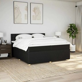 Cama com molas/colchão 200x200 cm tecido preto