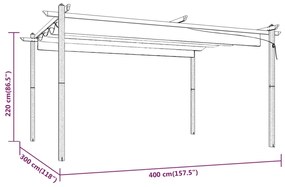 Gazebo de jardim com telhado retrátil 4x3 m antracite