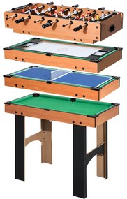 HOMCOM Mesa Multijogos 4 em 1 de Jogos para Crianças acima de 6 Anos Matraquilho Mesa de Bilhar Ping-Pong 87x43x73 cm Madeira e Preto | Aosom Portugal