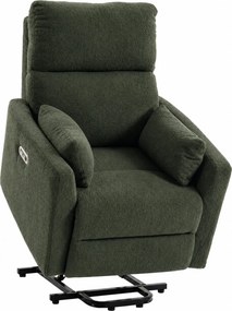 HOMCOM Poltrona elevatória com massagem e aquecimento, poltrona relax elétrica em Teddyfleece para idosos, Verde escuro | Aosom Portugal