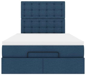 Estrutura de cama otomana com colchão 120x200 cm tecido azul