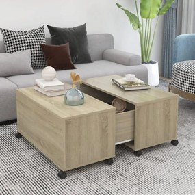 vidaXL Mesa de centro 75x75x38 cm contraplacado carvalho sonoma
