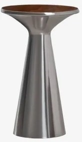 Mesa Auxiliar Redonda Ø30 Cm Em Aço Inoxidável Selmalis Madeira De Cabo Escuro - Sklum