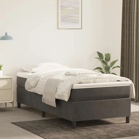 Estrutura de cama com molas 100x200 cm veludo cinzento-escuro