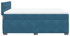 Cama com molas/colchão 160x200 cm veludo azul