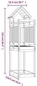 Torre de brincar 52,5x110,5x214 cm madeira de pinho maciça