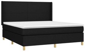 Cama box spring c/ colchão e LED 180x200 cm tecido preto