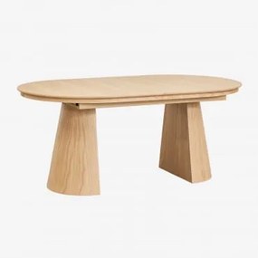 Mesa De Jantar Oval 180-240x105 Cm Extensível Em Mdf E Folheado A Carvalho Montana Madeira Natural & 180-240x105 Cm - Sklum
