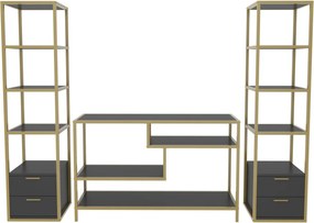 Unidade de TV Robbins – Dourado e Antracite – 198 cm x 39 cm x 160 cm