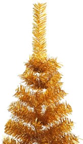 Meia árvore de Natal artificial com suporte 210 cm PET dourado