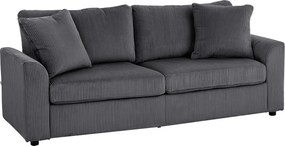 HOMCOM Sofá de 3 Lugares Sofá de Sala de Estar 212x80x88 cm Estofado em Veludo Canelado com 2 Almofadas Desenho Moderno Cinza | Aosom Portugal