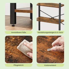 Estante de livros 30 x 66 x 186 cm com 6 prateleiras com estrutura de aço castanho-preto