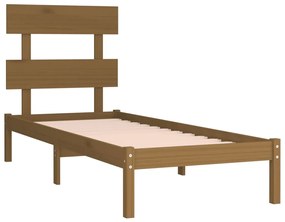 Estrutura de cama 100x200 cm madeira maciça castanho mel