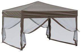 Tenda festas dobrável paredes laterais 3x3 m cinza-acastanhado