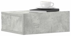 Mesa cabeceira suspensa 2pcs derivados madeira cinzento cimento