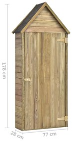 Abrigo ferramentas jardim c/ porta 77x28x178cm pinho impregnado