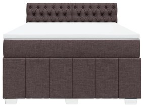 Cama com molas/colchão 160x200 cm tecido castanho-escuro