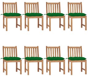 vidaXL Cadeiras de jardim 8 pcs c/ almofadões madeira de teca maciça