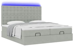 Estrutura cama otomana colchões 160x200cm veludo cinzento claro